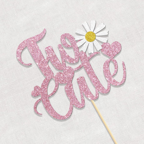 Kaakswa 2nd Two Cute Cake Topper Girl Birthday Party Decoration Sweet Baby Girl Second Birthday Anniversary Decor