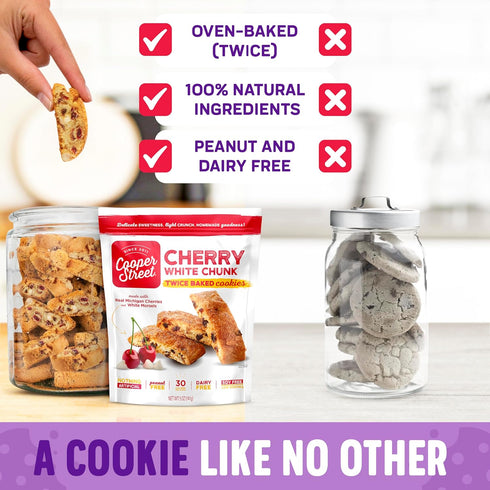 5oz 4 Pack Cooper Street Italian Biscotti Cookies - Twice Baked Biscotti Style Cookie Biscuits in Delicious Cherry