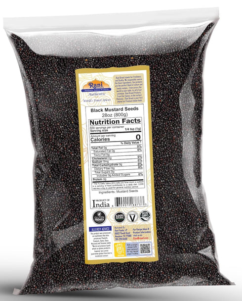 28oz (800g) Rani Black Mustard Seeds Whole Spice (Kali Rai) ~ All Natural | Gluten Friendly | NON-GMO | Kosher | Vegan