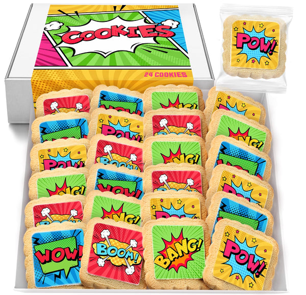 Superhero Cookies 24 Pack | Bulk Party Favors Birthday Party | Individually