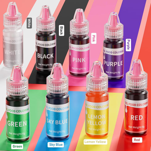Set 8 6g/Bottle Gel Food Coloring - Colors Concentrated Gel Based Food Color Food Grade Dye Flavorless Vibrant Edible