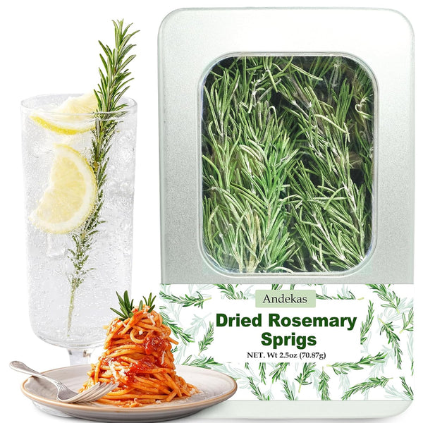 3035PCS Dried Whole Rosemary Sprigs, 2.5oz Natural Spices in Clear-Window Tin, 7"