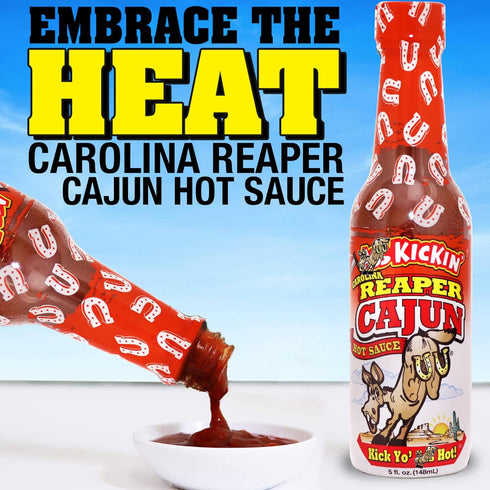KICKIN' Carolina Reaper Cajun Hot Sauce – Try if you dare – Perfect Gourmet Gift for the Hot Sauce Fan