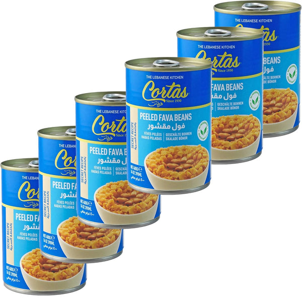 Cortas - Peeled Fava Beans, 14oz (Pack of 6), RTE Secret Recipe Foul