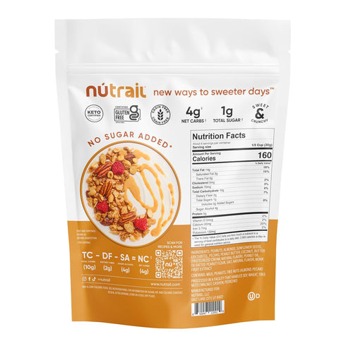 8 oz. 6 Count NuTrail Nut Granola, Peanut Butter, No Sugar Added, Gluten Free, Grain Free, Keto, Low Carb, Healthy