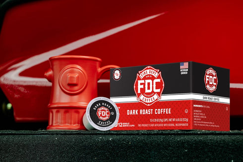 Fire Department Coffee - Dark Roast Coffee Pods, Bold & Strong, 12 Single Pods