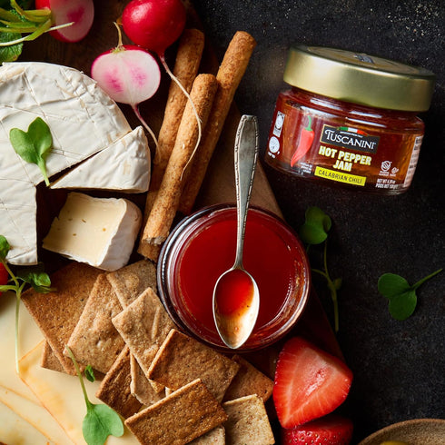 4.59 oz Tuscanini Hot Pepper Jam, | Sweet & Savory Jam | Italian Gourmet Jam made with Calabrian Chili | Great as Bacon