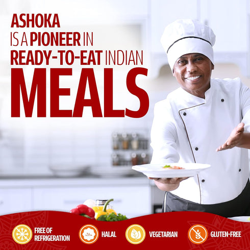 1932, Pack, Pack 10 Ashoka Ready to Eat Meals Vegetarian Meal Kit, All-Natural Variety Kosher Certified, Traditionally