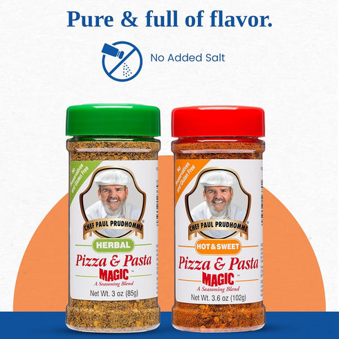 Chef Paul Magic Seasonings Blends, Hot and Sweet Pizza and Pasta Magic, No Added Salt, Pack of 1