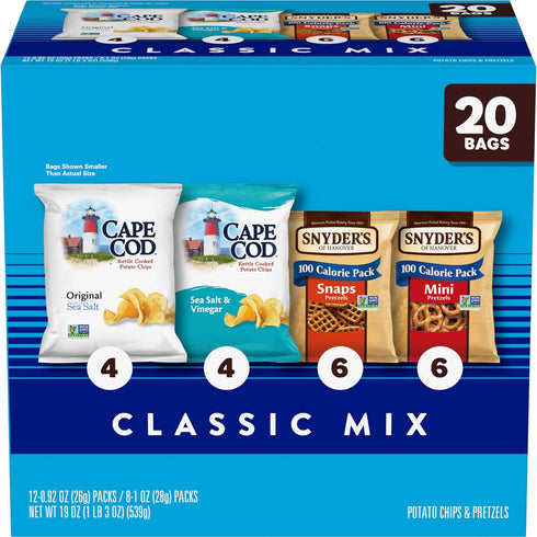 Snyder's of Hanover and Cape Cod Classic Mix Variety Pack, 20 Count
