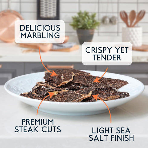 48g 2 (2.5oz) Wild Society - Caveman Eats - Grass Fed Ribeye Steak Slices - Protein - Only Steak & Salt - Ingredients