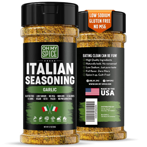 Italian Seasoning Blend Garlic Powder Mix - Gluten Free & Low Sodium