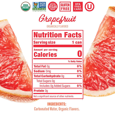 12 oz 24 pack 0 0 0 Nixie Sparkling Water, Grapefruit | fl cans, | Organic, Vegan, Non-GMO, Gluten Free, Calories