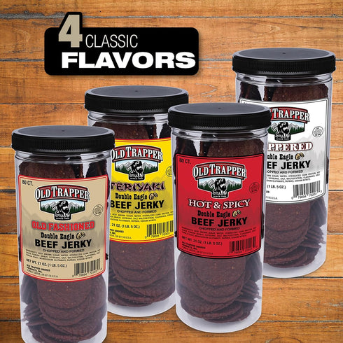 21oz. 80-Piece 10 80 (Pack Old Trapper Double Eagle Beef Jerky, Old-Fashioned Flavor, Jar, Natural Wood Smoked Meat