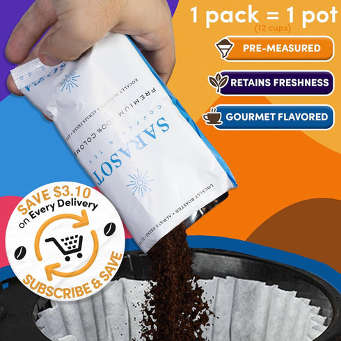 Packets Pack Set, Packs 12-Cup 2oz Coffee Sampler Variety Ground Coffee Gift Medium Dark & Flavored Roast, Low Acid