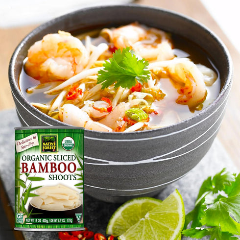 14 oz (Pack 6) Native Forest Organic Sliced Bamboo Shoots - Bamboo Shoots Canned, Bamboo Shoots to Eat, Stir Fry