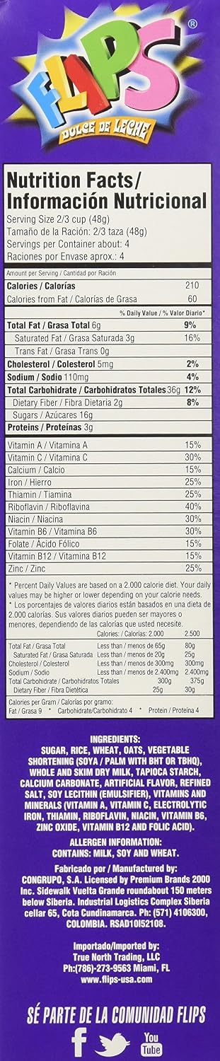7.8 (Pack 12) TOOPS Dulce De Leche Cereal, Ounce