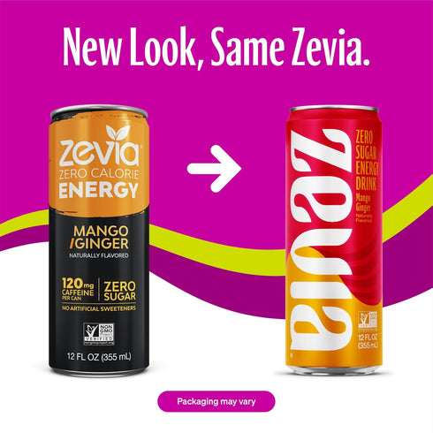 12 Oz (Pack 2) Zevia, Drink Energy Mango Ginger, Fl