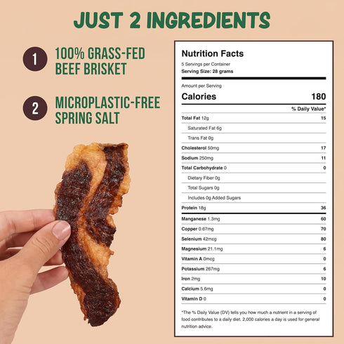 1lb 5oz Pack Grazly Beef Brisket Slab Steakhouse Quality | Grass-Fed & Finished | Only Meat & Salt, Soft & Buttery