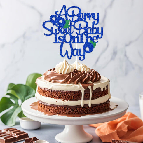 Blueberry-Themed Baby Shower Cake Topper - A Berry Sweet Baby is on the Way