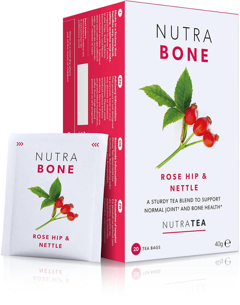 NUTRABONE Bone Health Tea - Herbal Tea with Rose Hip, Ginkgo Biloba, Yucca - 20 Enveloped Tea Bags