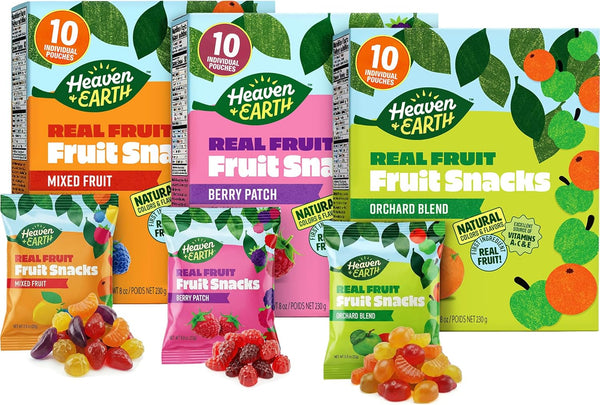 Heaven & Earth Fruit Snacks, Variety Pack, .8 oz (30 Pouches) |