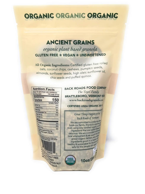 BACK ROADS 10 OZ Organic Ancient Grains Granola