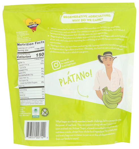 6 Pack, 1oz 30 ARTISAN TROPIC Plantain Strips Sea Salt - - Vegan, Paleo, Gluten Free Chips - Individual Bags Healthy