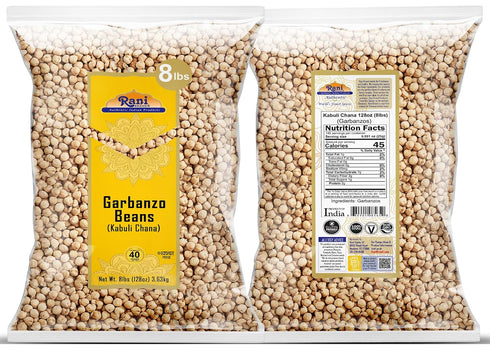 128oz (8lbs) 3.63kg Rani Garbanzo Beans (Kabuli Chana) Bulk ~ All Natural | Vegan | Gluten Friendly | NON-GMO | Kosher