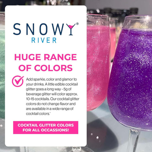 Snowy River Edible Pink Cocktail Glitter - All Natural Beverage Glitter for Cocktails, Wine, Champagne & Soda (4 Gram)