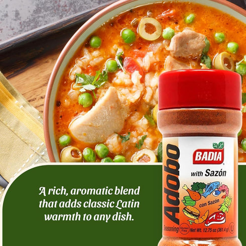 12.75 oz Badia Adobo with Sazon (Adobo con Sazon) All Purpose Seasoning, Flavorful Latin Blend for Meats, Rice