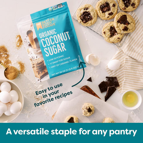3.5 lbs, 56 BetterBody Foods Organic Coconut Sugar, Gluten-Free, Non-GMO, Low Glycemic Sugar Substitute, ounces
