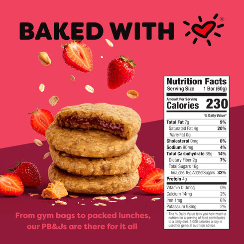 (24 Bobo's Strawberry PB&J Oat Snacks, Simple Ingredients, Whole Grain Oats, Plant Based, Non-GMO, Gluten Free
