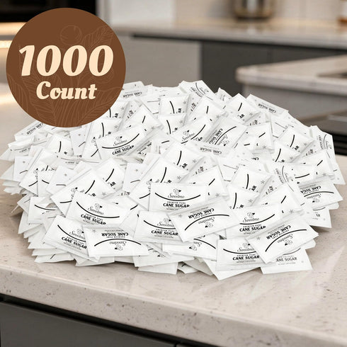Packets 1000 Count Packets, Packets Sweetmo Sugar Pure Cane White Granulated Sugar Individual Wrapped, Bulk for Coffee