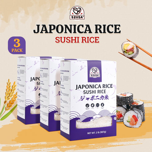 52USA 2 (Pack 3), 96 (2721g), Sushi Rice Pound of Premium Short Grain Rice Ounce Gluten-Free, Vegan, White Sticky Rice