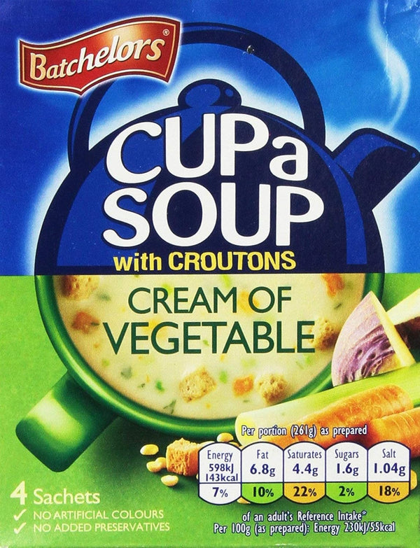Premier Foods Batchelors Cup A Soup with Croutons Cream Of Vegetable 4S 120G -