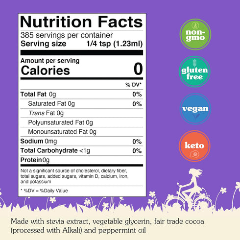 16 oz NuNaturals Stevia Syrup, Sugar-Free Sweetener, Plant-Based Sugar Substitute, Zero Calorie, Cocoa Mint Syrup