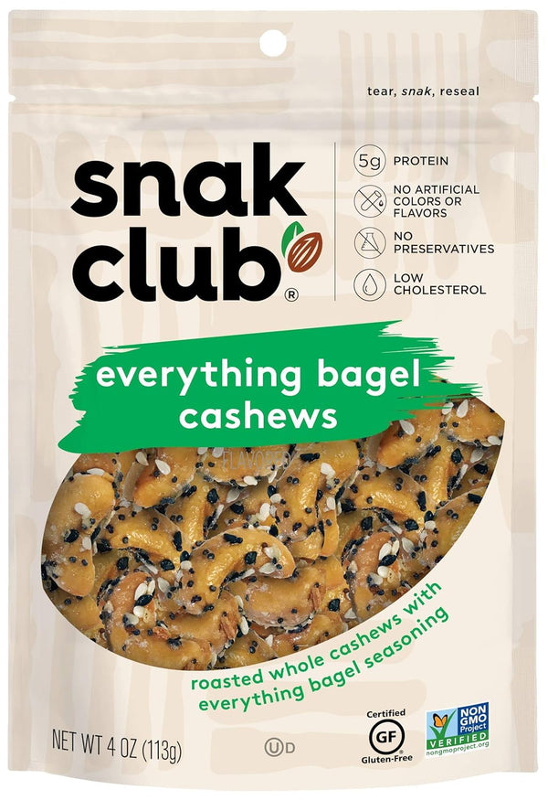 Snak Club Everything Bagel Cashews, 4 Ounce