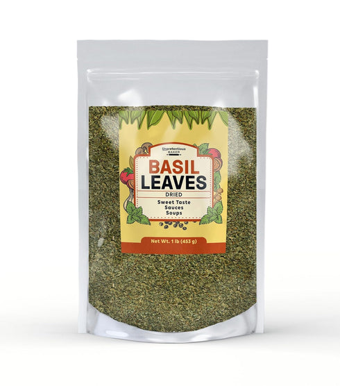 Unpretentious Basil Leaves, 1 lb, Cut & Sifted, Sweet Flavor, Sauces &