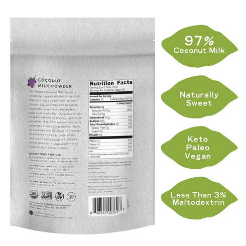 16 Oz, 1 lb 97% Wildly Organic Coconut Milk Powder Bag - Organic, Dairy-Free, Dry Milk Powder, Unsweetened, Dehydrated