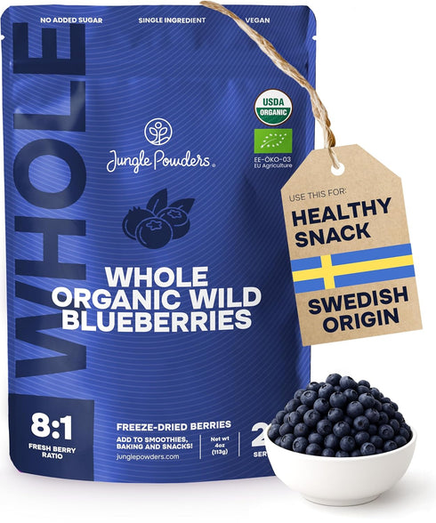 Organic Blueberries Fresh Freeze Dried Fruit 4 Ounce Bag - Made From