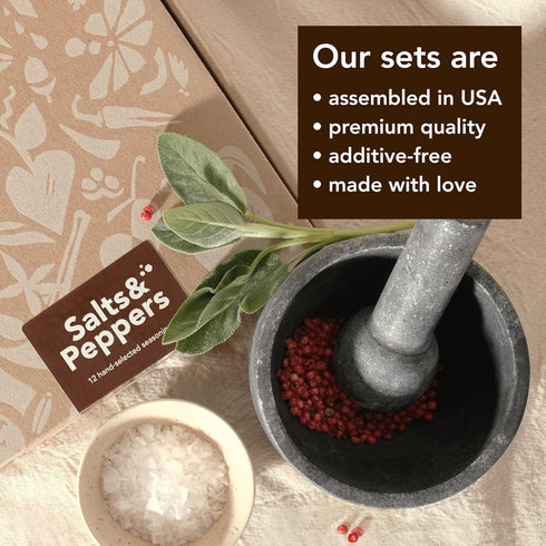Set 6 6 Set Salt & Pepper Gift Box l Spice & Seasoning for Cooking l Salts & Peppers - Himalayan, Hawaiian, Lemon