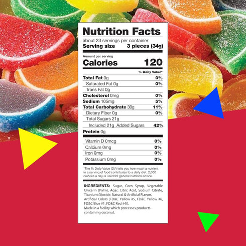2.5 70 Count Fruit Slices Jelly Candy | Pound Bag - | Individually Wrapped Candy | Nostalgic Jelly Slices | Festive Old