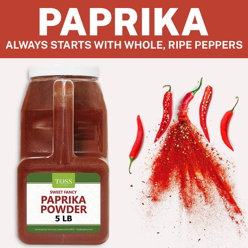 5lb TOSS HungarianStyle Red Paprika Powder Reusable Container Kosher Bulk Spice for Garnish, Rubs & Seasoning