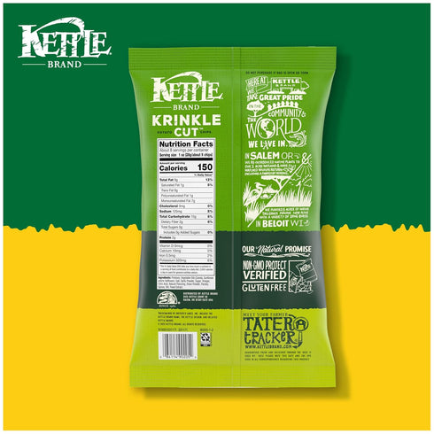 7.5 Oz Kettle Brand Potato Chips, Krinkle Cut, Dill Pickle Kettle Chips