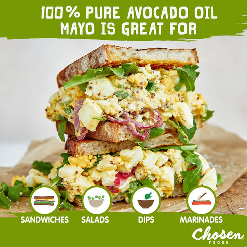 Chosen Foods Classic Mayonnaise, 100% Avocado Oil-Based, Gluten & Dairy Free, 11.25 fl oz (2 Pack)