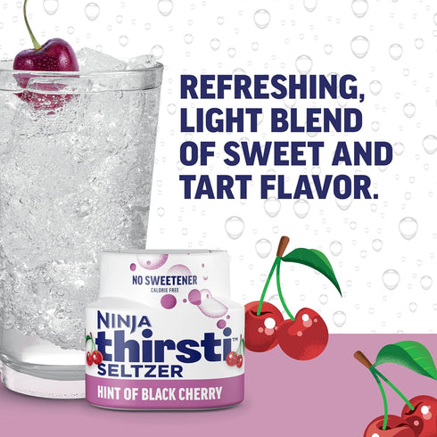 20, 12oz 3 Pack, Ninja Thirsti Flavored Water Drops, SELTZER Black Cherry, Crisp and Refreshing Sparkling Water, Zero