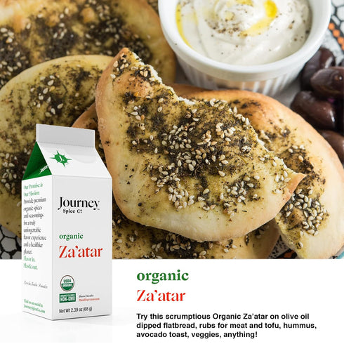 Set 5 oz. Gourmet Organic Zaatar Spice Blend Gift by Journey Spice Co. | Sumac, Sesame Seeds, Oregano, Marjoram, Hyssop