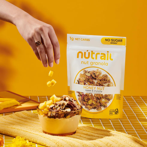 8 oz. 1 Count NuTrail Nut Granola Cereal, Honey Nut, No Sugar Added, Keto, Low Carb, Gluten Free, Grain Free, Healthy