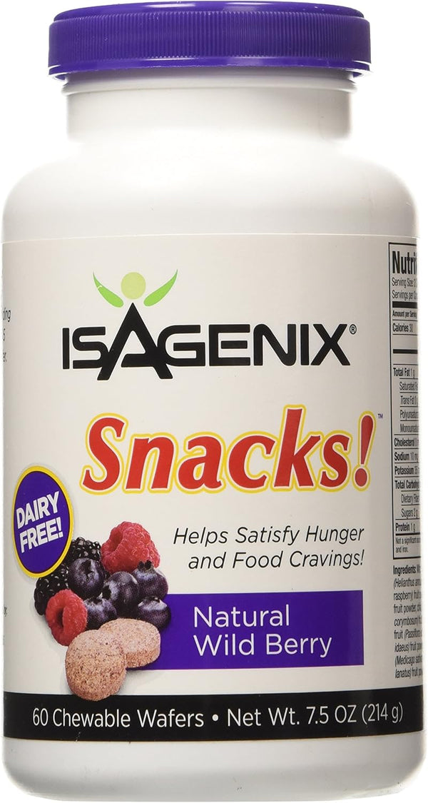 Isagenix Snacks! 60 Natural Wild Berry Chewable Wafers 7.5 oz (214 g)
